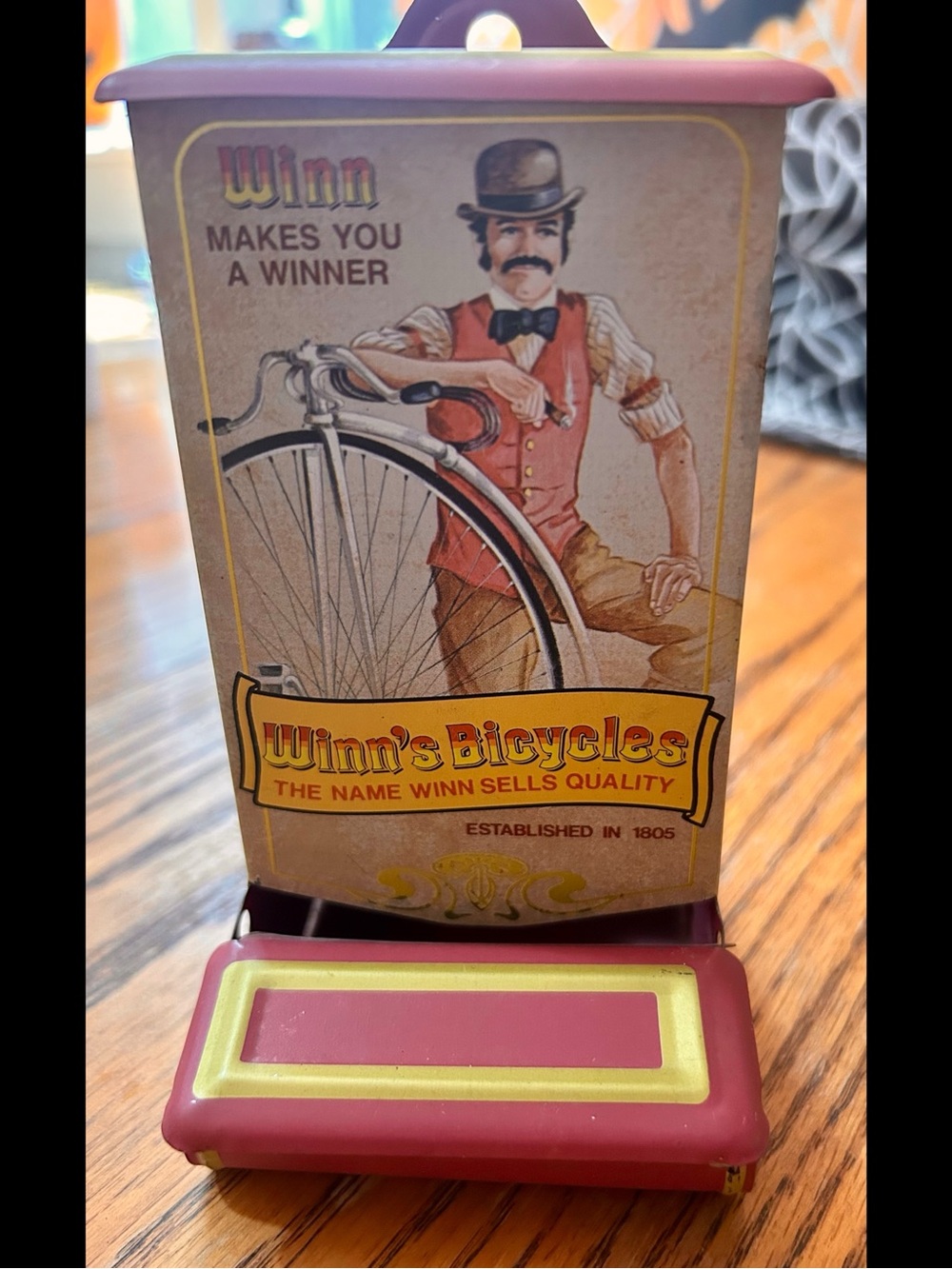 Vintage Bicycle Tin Matchstick Holder